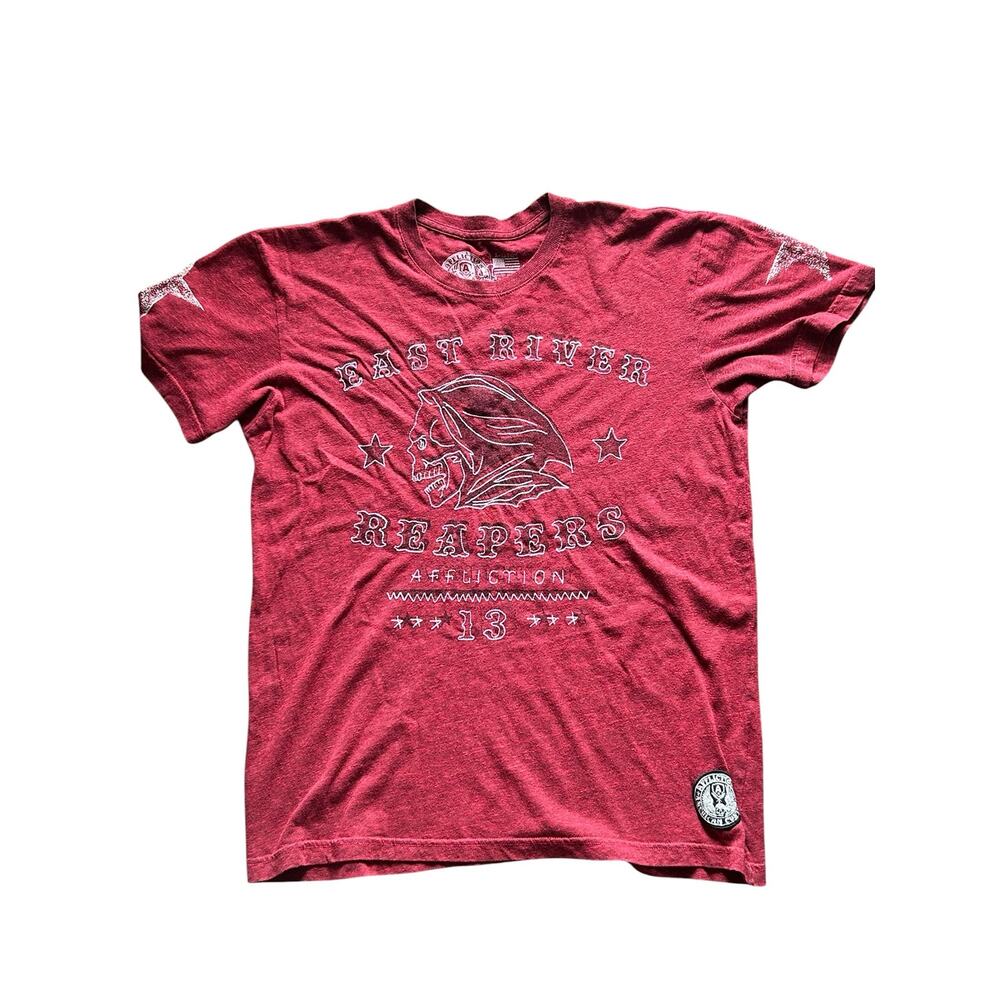 Y2K Affliction American Customs Reaper Red T-Shirt Size XL- Cyber Biker Grunge
